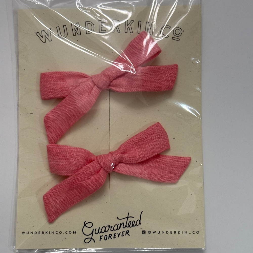 Wunderkin Co Petite Schoolgirl Bows/Piggie Set Carnation